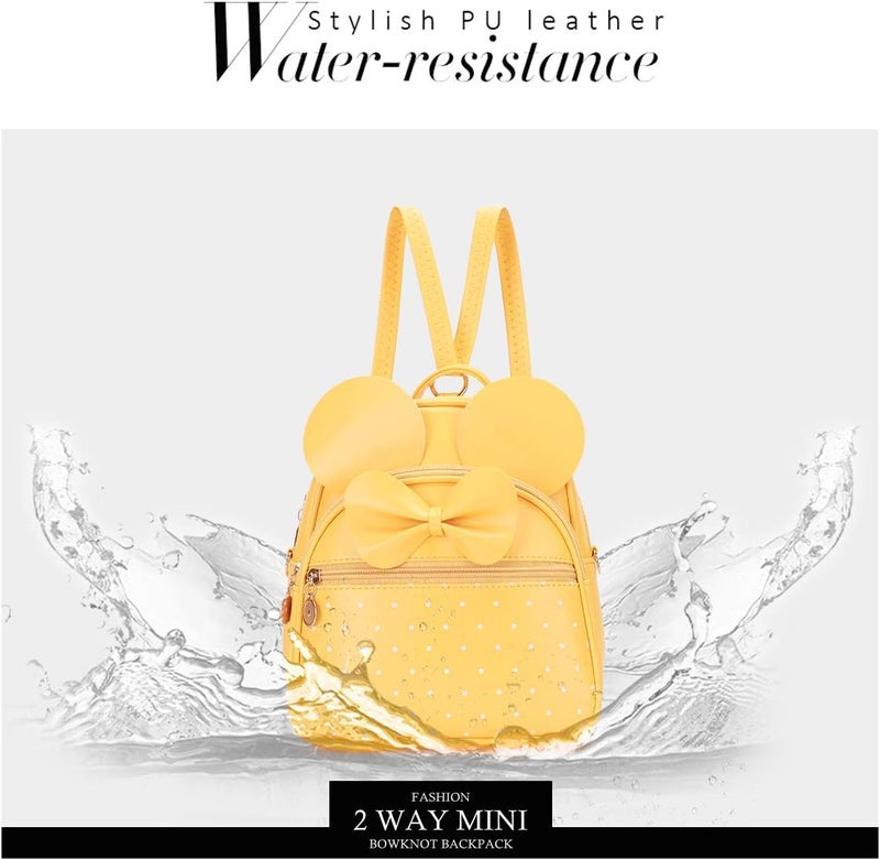 KL928 Girls Mini Backpack Bowknot Polka Dot Cute Small Daypacks Convertible Shoulder Bag Purse for Women - Image 5